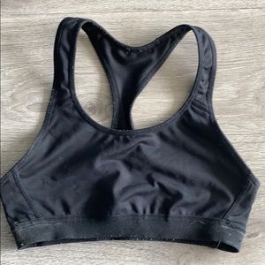 Black racerback sports bra